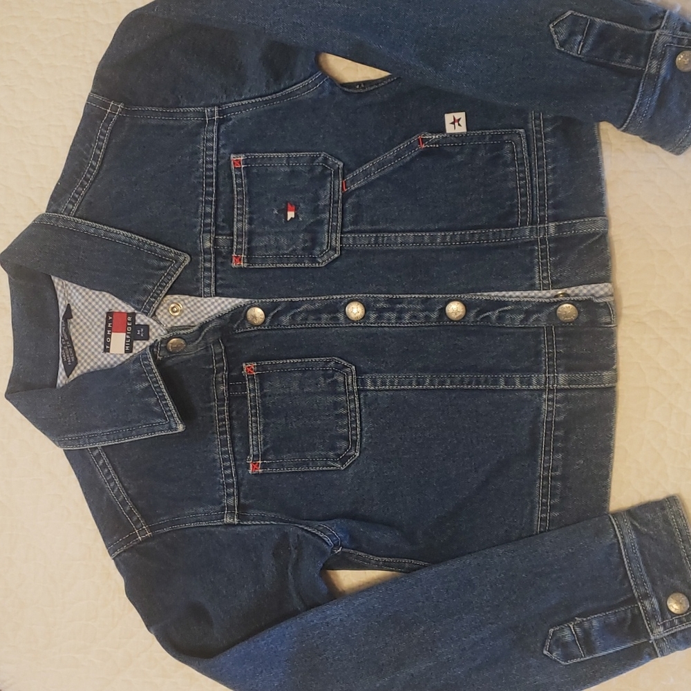 TOMMY HILFIGER Blue Jean Jacket size Med Teen EUC
